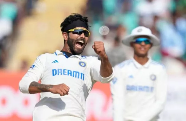 Jadeja celebrates.